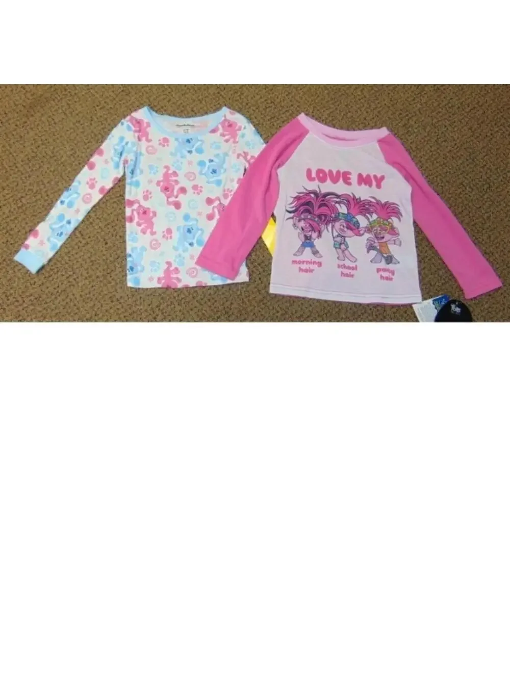 Blues Clues & Trolls Pajamas Top Girls 4T/5T Long Sleeve 2 Shirts Toddler
